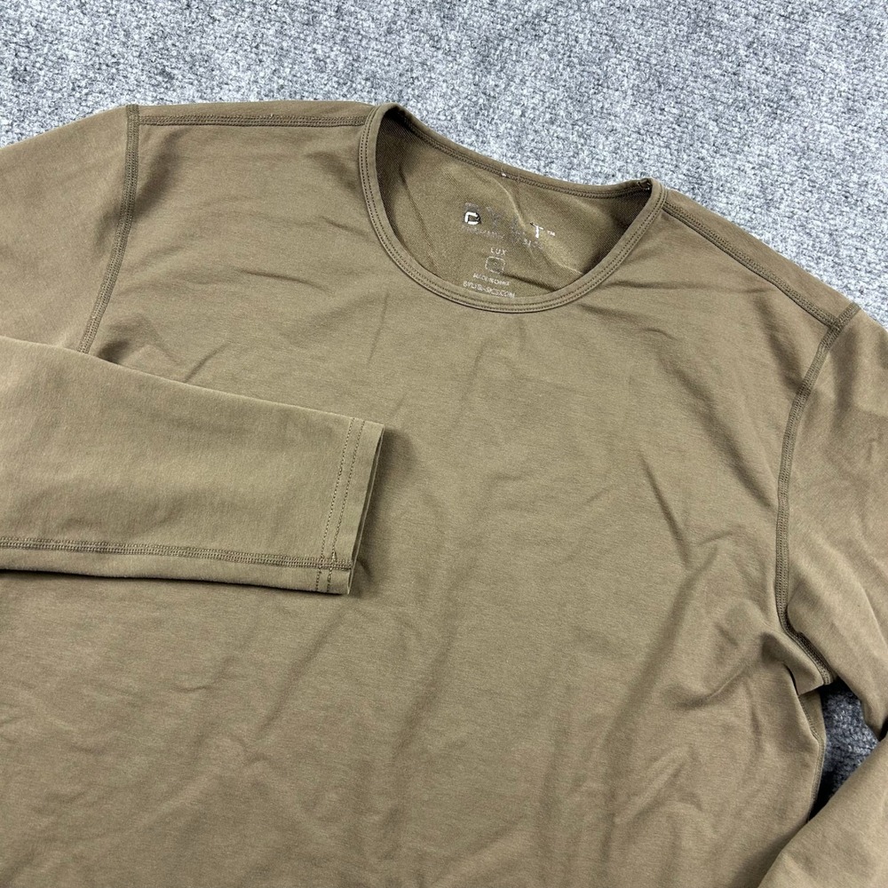 BYLT Lux Long Sleeve Shirt Mens Large Brown Drop Cut Curved‎ Hem Premium Basics